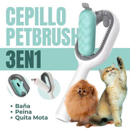 PETBRUSH® CEPILLO 3EN1 PARA MASCOTAS (PEINA, BAÑA Y QUITA MOTAS)